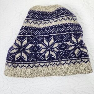 Knit Headwear Unisex CAP BEANIE HAT OS 85% PURE WOOL Nylon Blend Blue Made USA